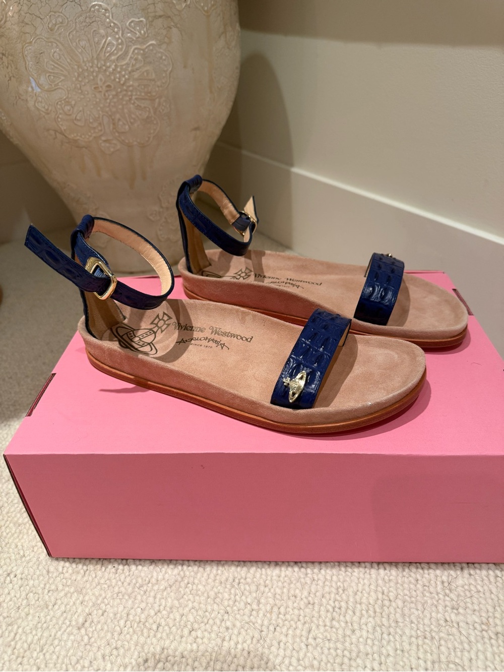 Vivienne Westwood Blue Leather Ankle-Strap Sandals